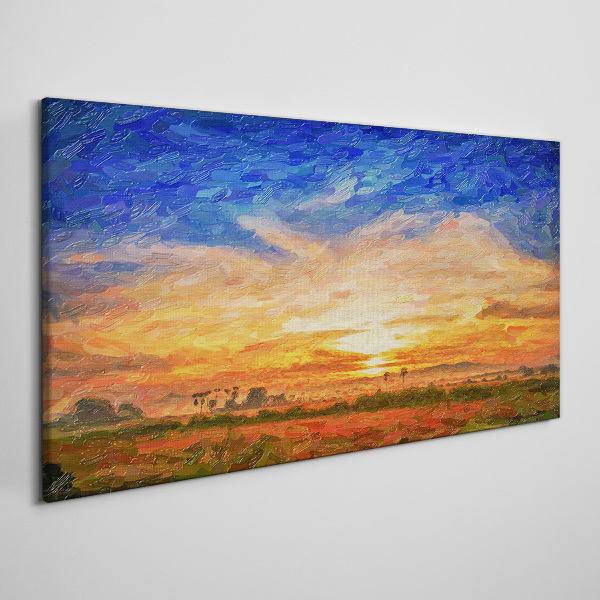 Sunset over a rural landscape Canvas wall art