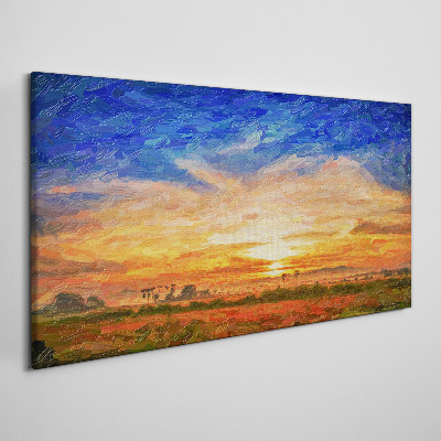 Sunset over a rural landscape Canvas wall art