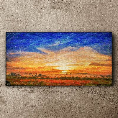 Sunset over a rural landscape Canvas wall art