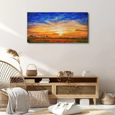 Sunset over a rural landscape Canvas wall art