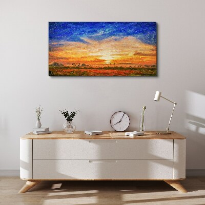 Sunset over a rural landscape Canvas wall art