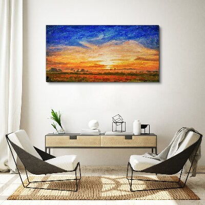 Sunset over a rural landscape Canvas wall art