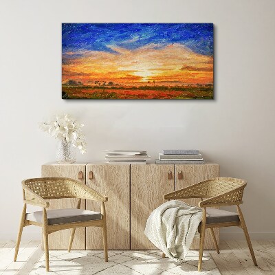 Sunset over a rural landscape Canvas wall art