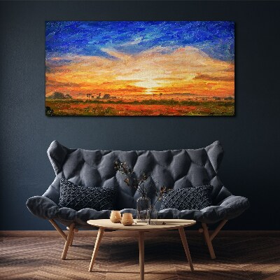 Sunset over a rural landscape Canvas wall art