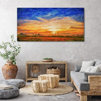 Sunset over a rural landscape Canvas wall art