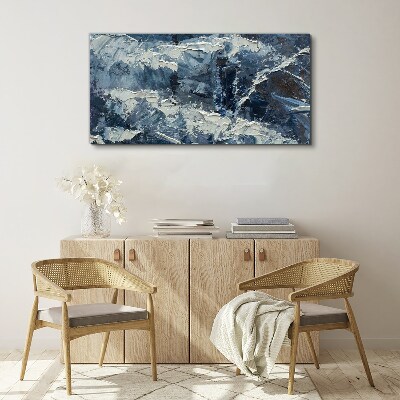 Winter landscape in shades of blue Print on canvas