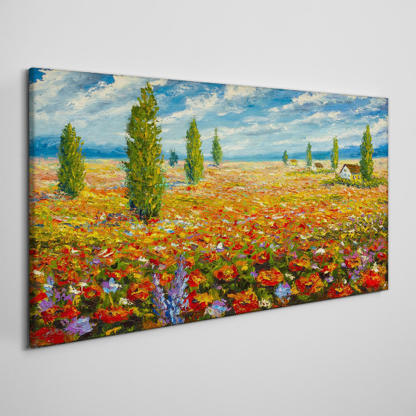 A flower meadow in the summer sun Canvas wall art