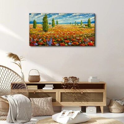 Painting flowers fields Canvas Wall art