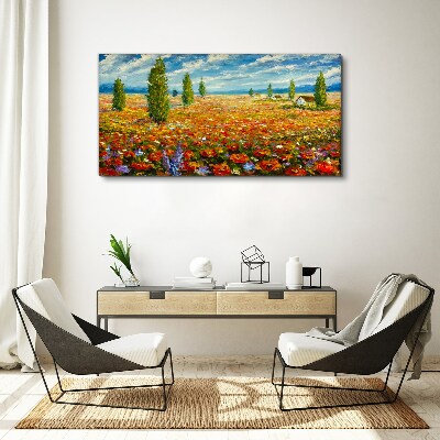 Painting flowers fields Canvas Wall art