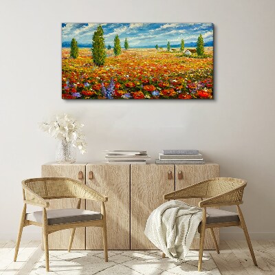 Painting flowers fields Canvas Wall art