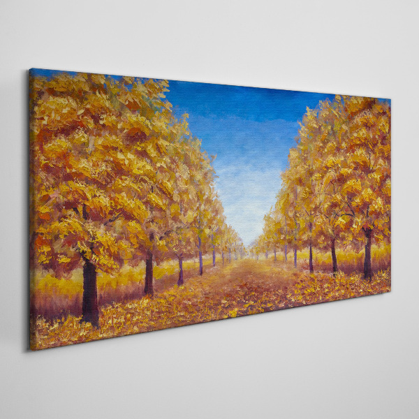 Golden alleys in the autumn scenery Print on canvas