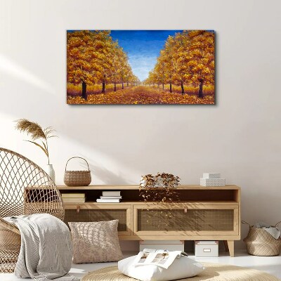 Golden alleys in the autumn scenery Print on canvas
