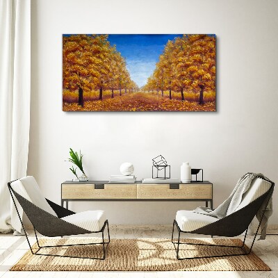 Golden alleys in the autumn scenery Print on canvas