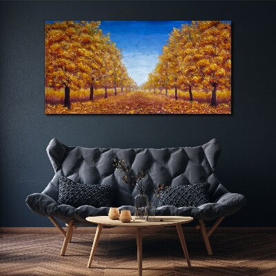 Golden alleys in the autumn scenery Print on canvas