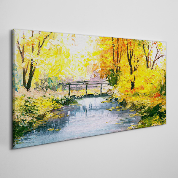 Golden autumn on the river Canvas wall art