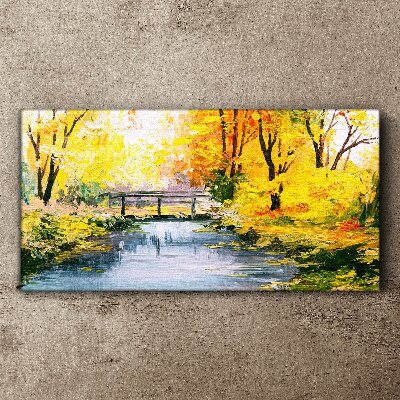 Golden autumn on the river Canvas wall art