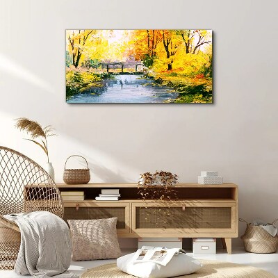 Golden autumn on the river Canvas wall art