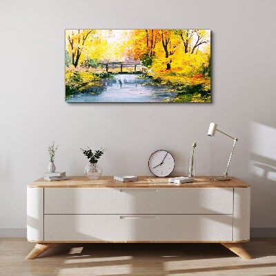 Golden autumn on the river Canvas wall art