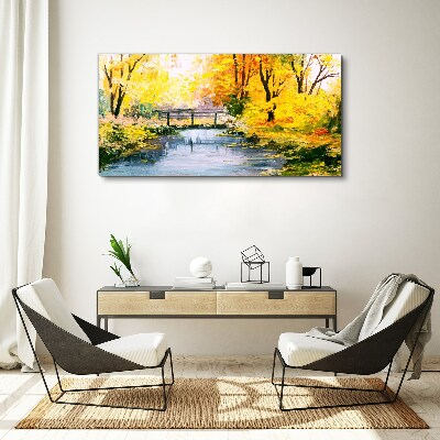Golden autumn on the river Canvas wall art