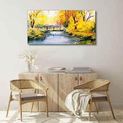 Golden autumn on the river Canvas wall art