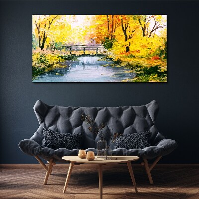 Golden autumn on the river Canvas wall art