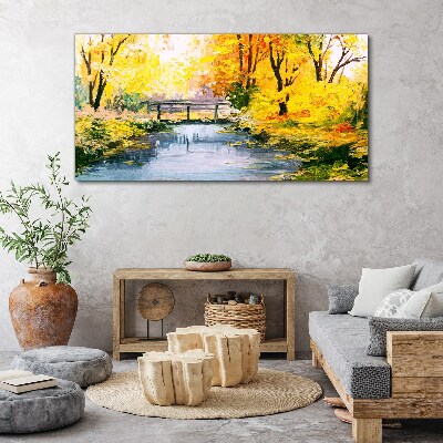 Golden autumn on the river Canvas wall art
