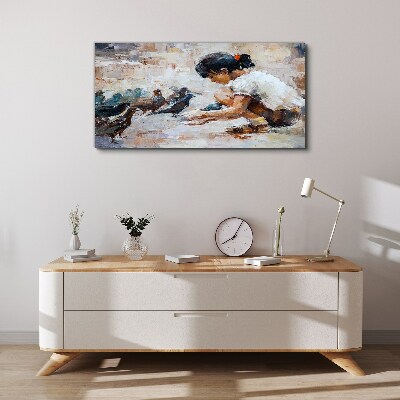 Childhood among the birds Print on canvas
