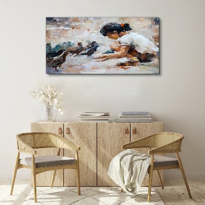 Childhood among the birds Print on canvas