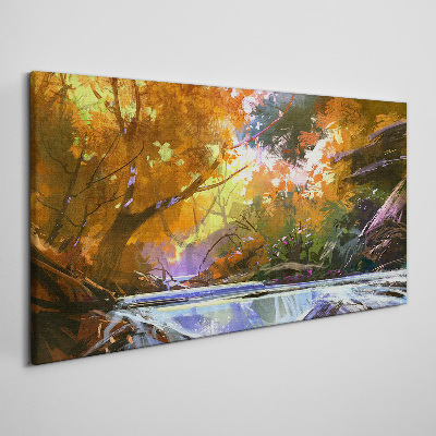 Autumn landscape by the river Print on canvas