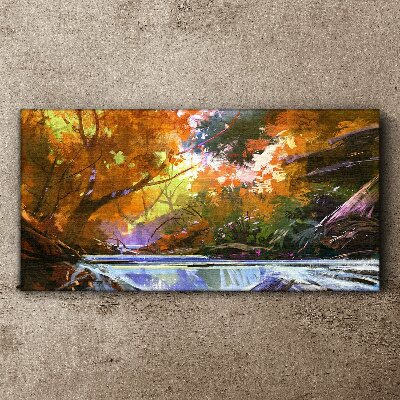 Autumn landscape by the river Print on canvas