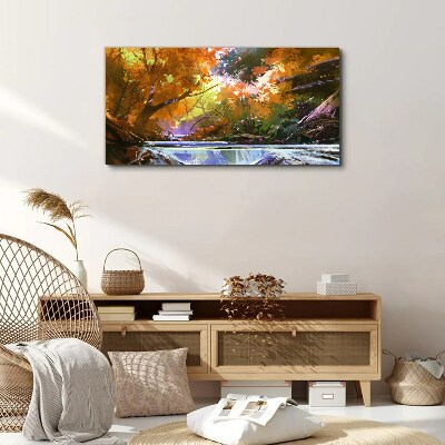 Autumn landscape by the river Print on canvas
