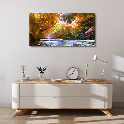 Autumn landscape by the river Print on canvas