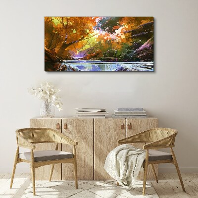 Autumn landscape by the river Print on canvas
