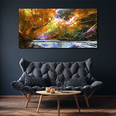 Autumn landscape by the river Print on canvas