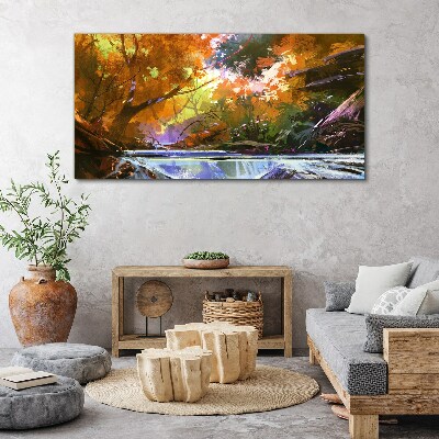 Autumn landscape by the river Print on canvas