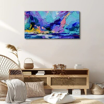 Abstract landscape in shades of purple Print on canvas