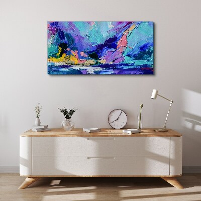 Abstract landscape in shades of purple Print on canvas