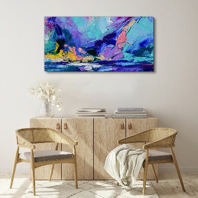 Abstract landscape in shades of purple Print on canvas