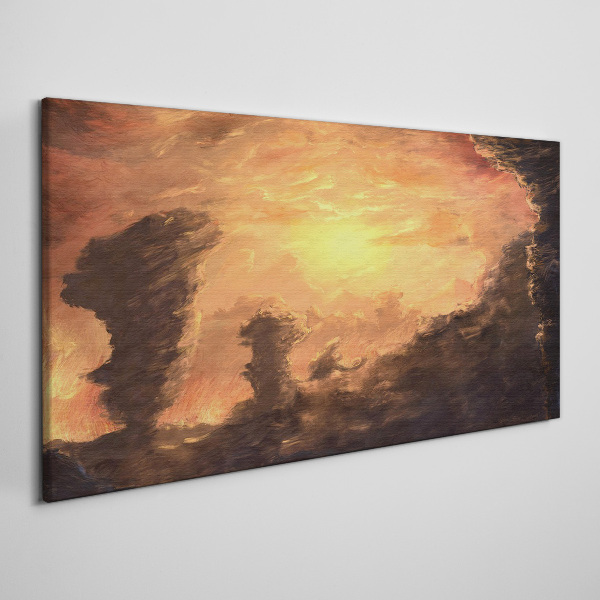 Sunset above the clouds Print on canvas