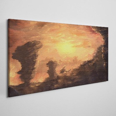 Sunset above the clouds Print on canvas
