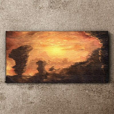 Sunset above the clouds Print on canvas