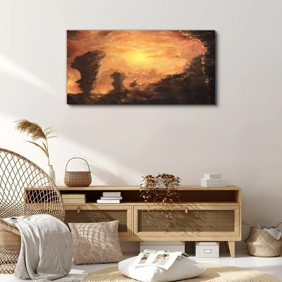 Sunset above the clouds Print on canvas