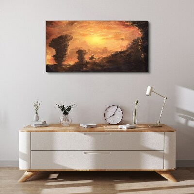 Sunset above the clouds Print on canvas