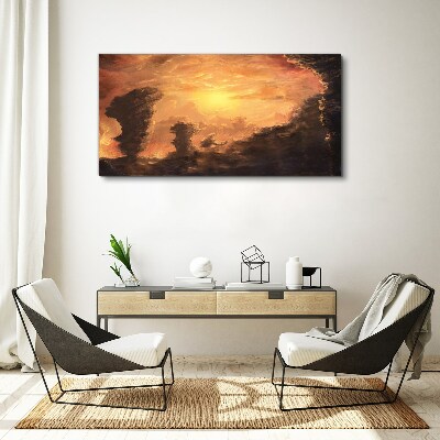 Sunset above the clouds Print on canvas