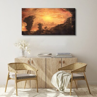 Sunset above the clouds Print on canvas