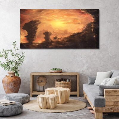 Sunset above the clouds Print on canvas