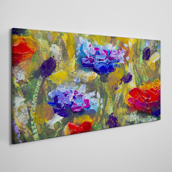 A floral landscape in intense colors Canvas wall art