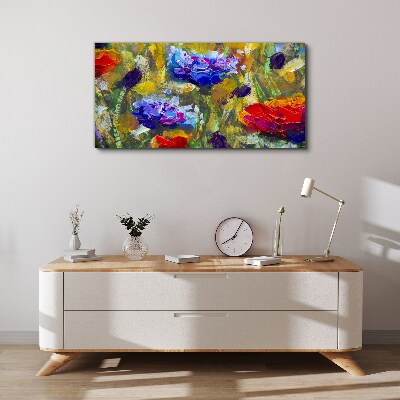 A floral landscape in intense colors Canvas wall art
