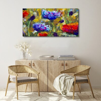A floral landscape in intense colors Canvas wall art