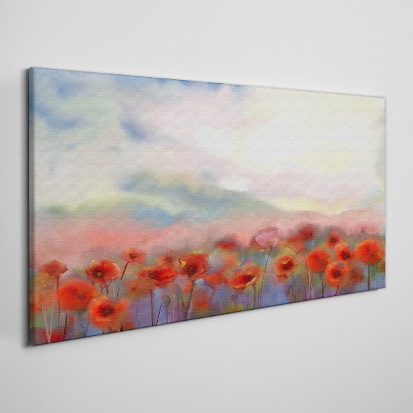 Floral landscape in pastel colors Print on canvas